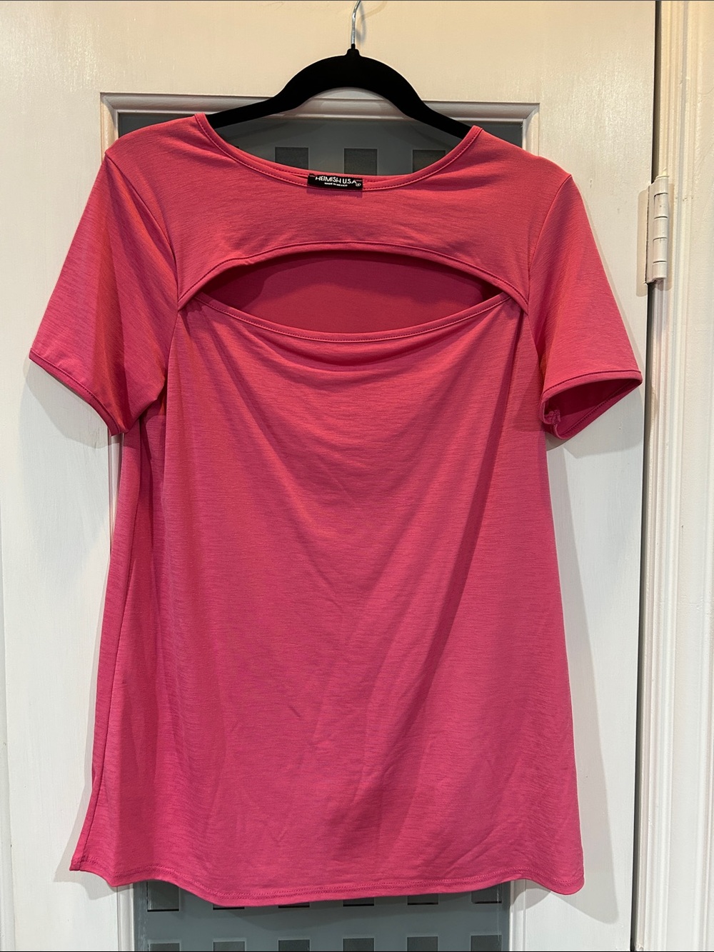 HEIMISH USA Bright Pink Short Sleeve Tee with Front Keyhole